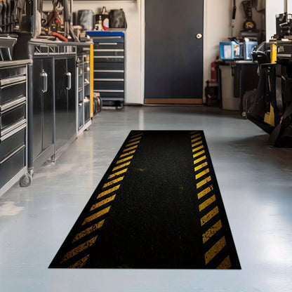 VIKAMA Black Sports Vitality Style Long Carpet Cool Motorcycle Mat for Car And Bicycle Parking