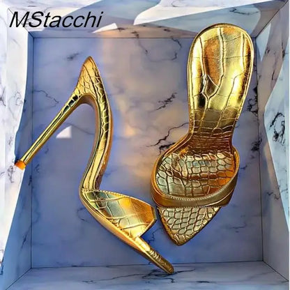 Super-high Heel Slippers Women Shoes Summer Peep Toe Mixed Colors Stiletto Sandals Sexy Party Ladies Shoes Luxury Woman Pumps