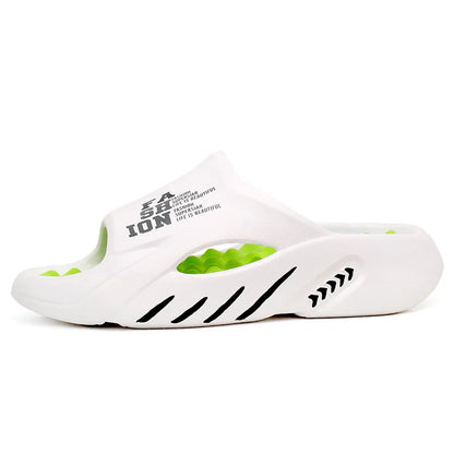 Comwarm New Men Massage Slippers Slides Indoor Outdoor Sandals Beach Casual Shoes Comfortable Sole Men's Slippers Big Size 38-47