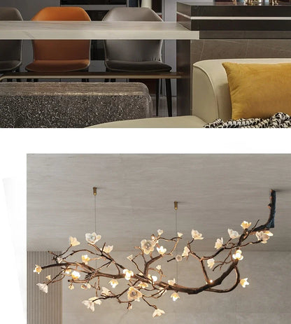 New Italian Light Luxury Ceramic All Copper Branch Living Room Ceiling Light Hotel Restaurant Sales Department Staircase Light
