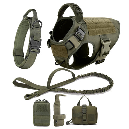 Dog Harness for Large Dogs Leash Collar Molle Pouch Military Harnesses French Bulldog Pet Tactical Training Vest Dog Accessories
