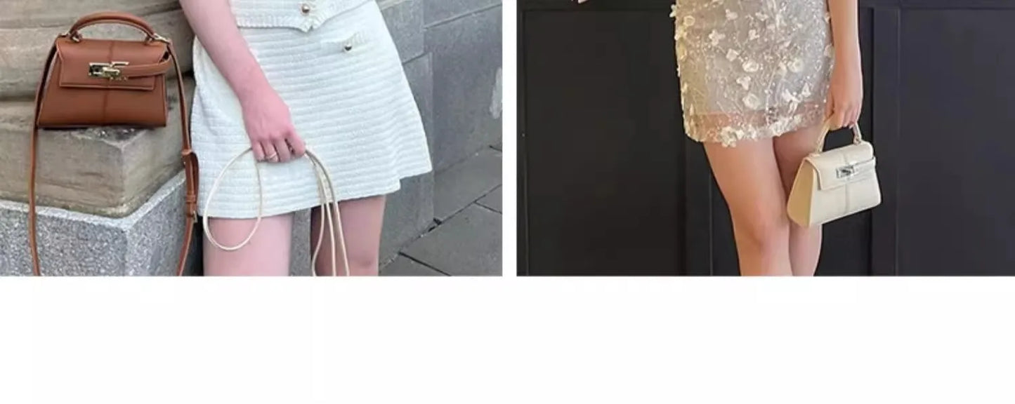 2026 New Trapezoidal Genuine Leather Women Handbag Niche Fashion Versatile Top Handle Luxury Ladies Shoulder Crossbody Purse