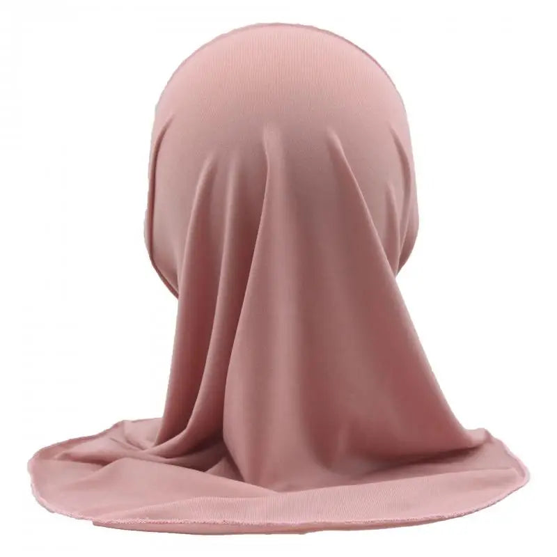 Kids Islamic Hijab Arab Girls Muslim Turban Scarf Shawls Cap Solid Color Fit 2-6 Years Old Children Wear Directly Instant Hijab
