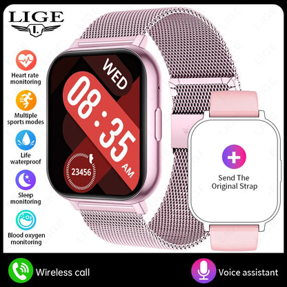 LIGE 2026 New Smart Watch Women Men Bluetooth Talking Blood Oxygen Heart Rate Monitoring Smart Watch For Women Men Holiday Gift