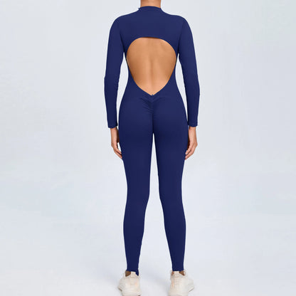 2026 Pad Zipper Long Sleeve Yoga Set Women One Piece Jumpsuit Gym Workout Shorts Fitness Bodysuit Sports Athletic Suit XP358
