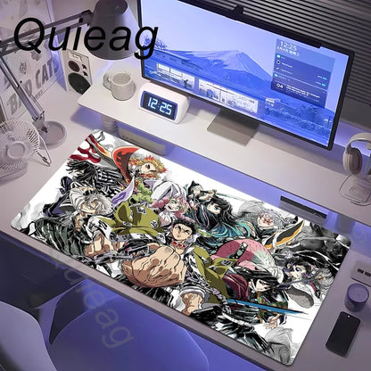 Anime Large Mouse Pad Demon Slayer Nezuko Cute Mousepads Kawaii Table Mats Office Accessories Deskmat Rubbe Lockedge Mouse Mat