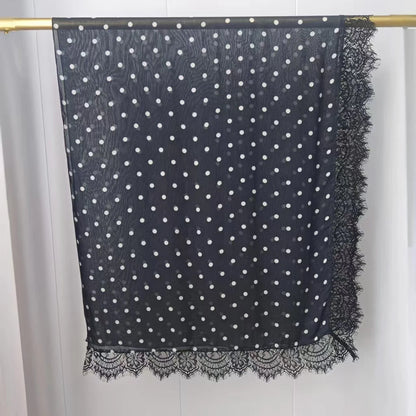 New Lace Modal Hijab Double Sided Polka Dot Print Hijabs for Women Muslim Fashion Turban Head Scarf Headwraps for Women Ramadan