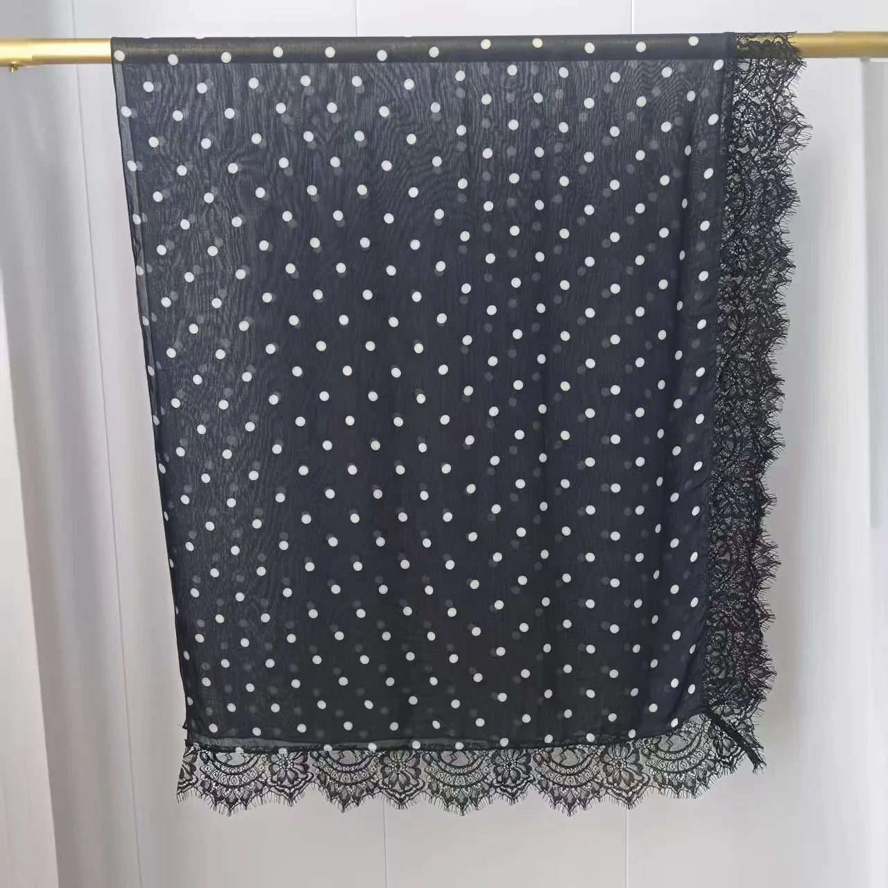 New Lace Modal Hijab Double Sided Polka Dot Print Hijabs for Women Muslim Fashion Turban Head Scarf Headwraps for Women Ramadan