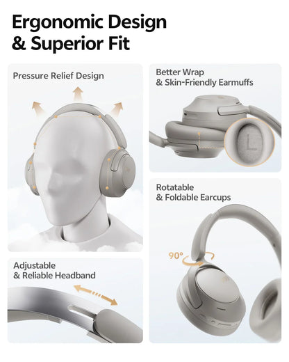 QCY H3S Over Ear Headphone Hi-Res LDAC Spatial Sound Headset H3S -56dB Adaptive ANC Wireless Earphone Bluetooth 6.0 102Hrs