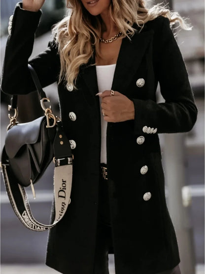 Casual Woolen Coat for Women Long Sleeve Streetwear Korean Fashion Jackets Button Turn Down Collar 2023 New Autumn Winter Coats