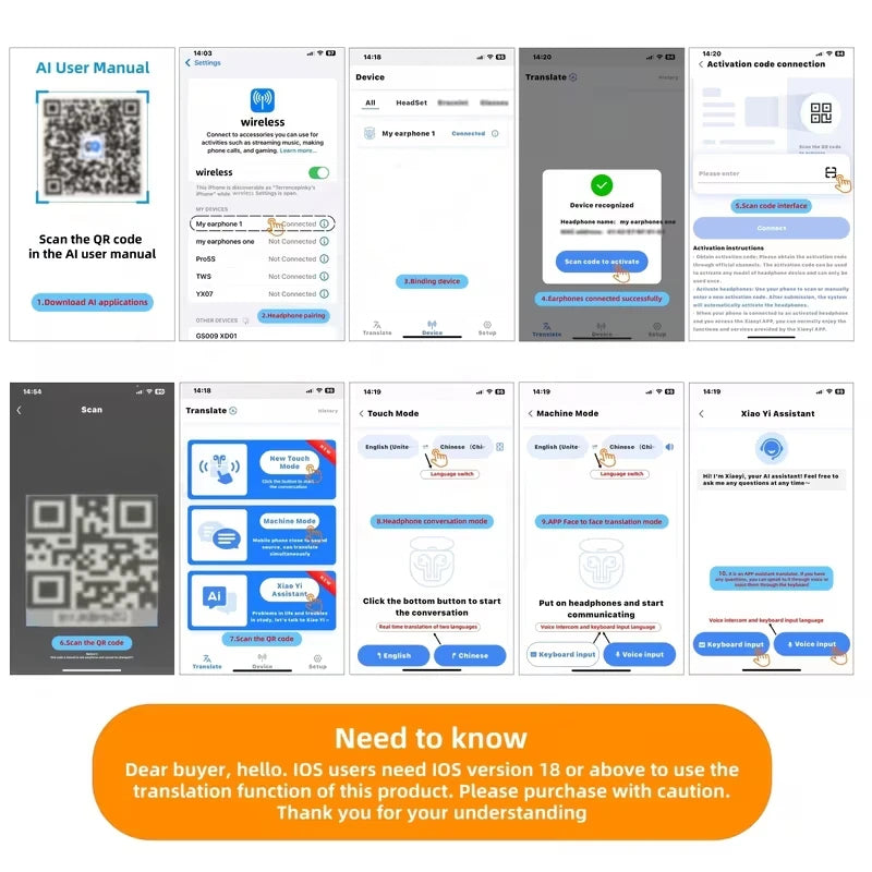 Smart Translation Glasses, Support Real-Time Translation, Bluetooth Music Glasses, Large Speakers, Wireless Connection, Long Battery Life