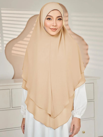 1pc Double Layered Chiffon Ready to Wear Instant Hijabs Solid Headscarf Foulard Femme Musulman Shawl Wrap Bandana