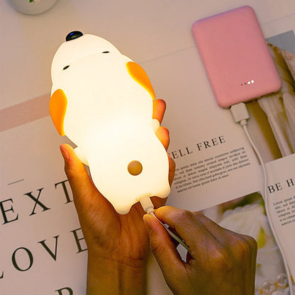 USB Rechargeable Bedside Mood Light Puppy Lamp Silicone Dog LED Night Lights Touch Sensor Colors  for Children Baby Toy Gift