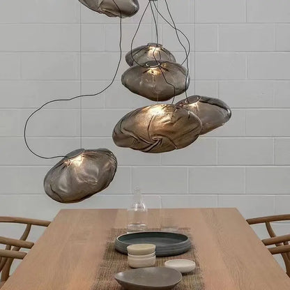 Nordic Designer Smoke Gray Cloud Glass Hanging Chandelier Hotel Living Room Art LED Pendant Lamp Staircase Decor Lights Fixtures