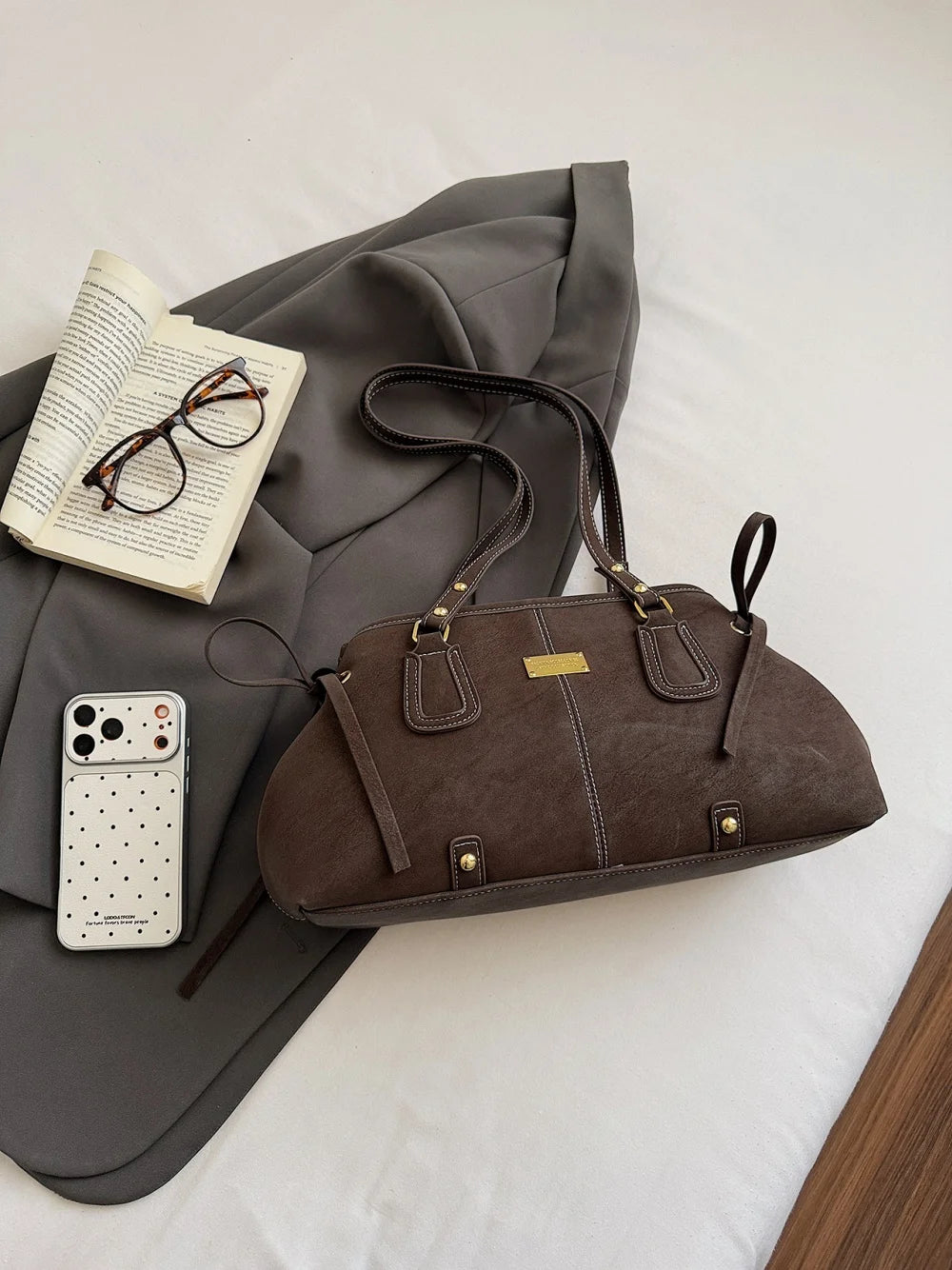 Vsper Y2K Shoulder Bags For Women Dual Straps Large Capacity Doctor Bag With Ornament 2026 Latest Trend Luxury Designer Handbags