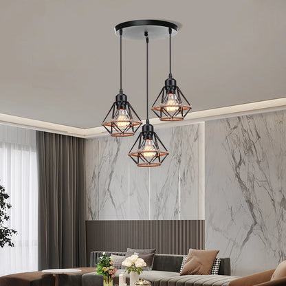 3 Heads Vintage Pendant Lights Wood Hanging Lamp Chandelier Industrial for Loft Dinning Living Room Kitchen Lighting Fixture LED