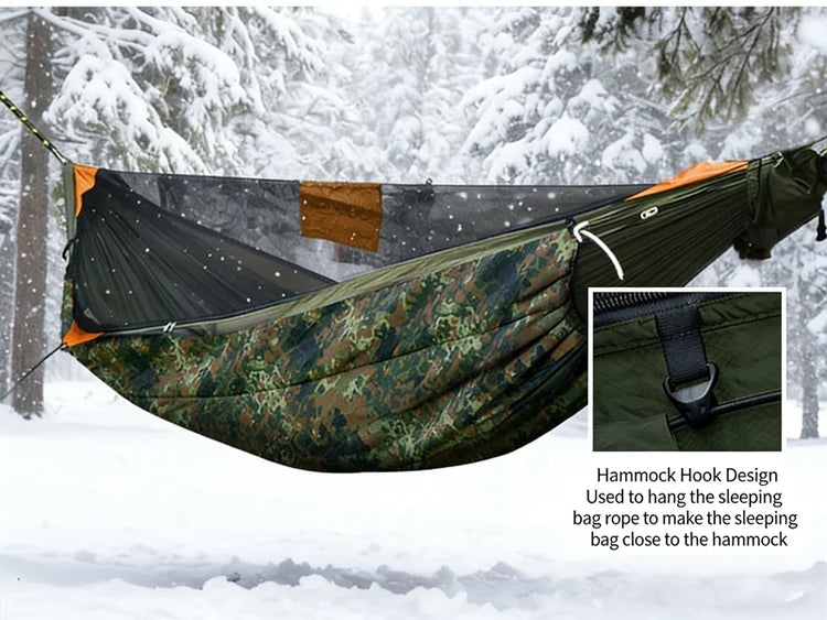 TRAVELER Bushcraft Quick-Deploy Hammock with Mosquito Net, Integrated Ridgeline & Anti-Roll Design for Wilderness Camping