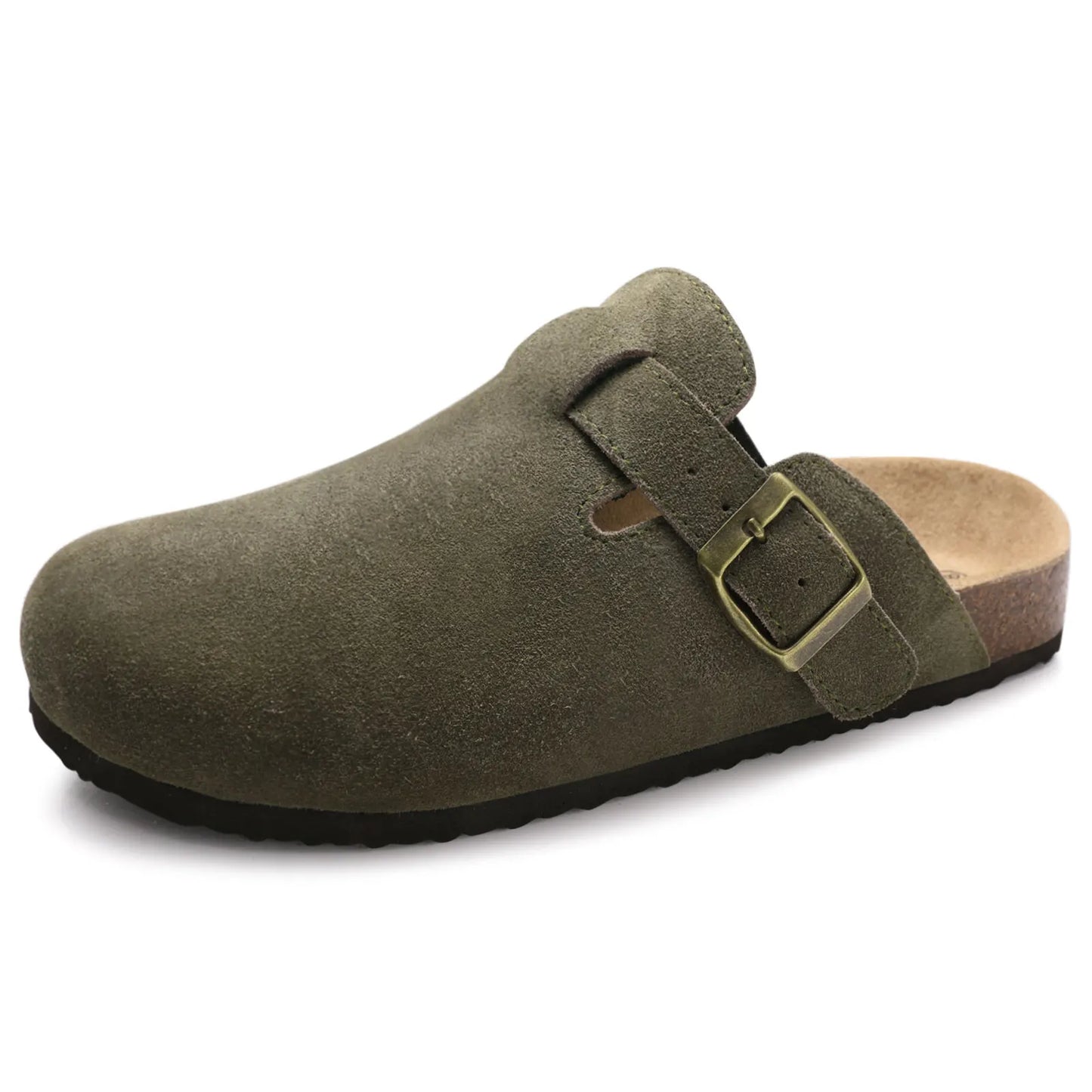 Crestar Women's Clogs Mules Cork Clogs Slippers Men Outdoor Mules Suede Clogs Shoes with Arch Support Mule Leather Clogs Sandal