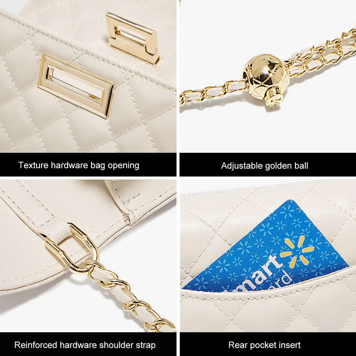 FOXER 2026 Women White Quilted Crossbody Bag Luxury Leather Chain Shoulder Bag Fashion Lady Flap Square Purse for Casual & Party