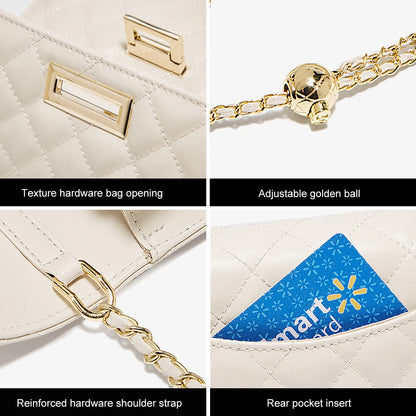 FOXER 2026 Women White Quilted Crossbody Bag Luxury Leather Chain Shoulder Bag Fashion Lady Flap Square Purse for Casual & Party