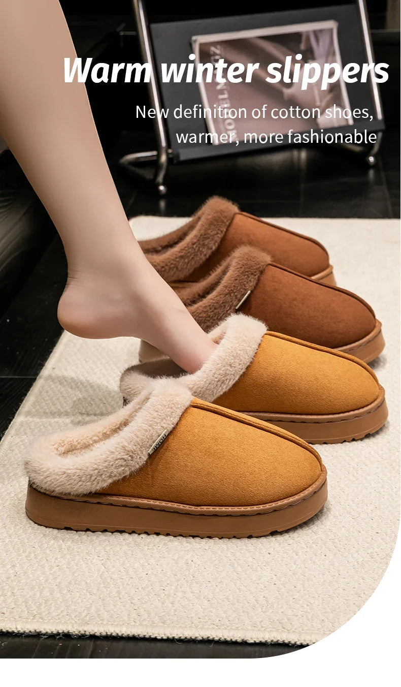 Women Fluffy Slippers for Autumn Winter Indoor EVA Thick Sole Anti-Slip Warm Unisex House Shoes