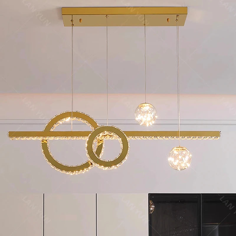 Modern home decoration salon lamps for living room smart crystal Pendant lights dining room indoor lighting