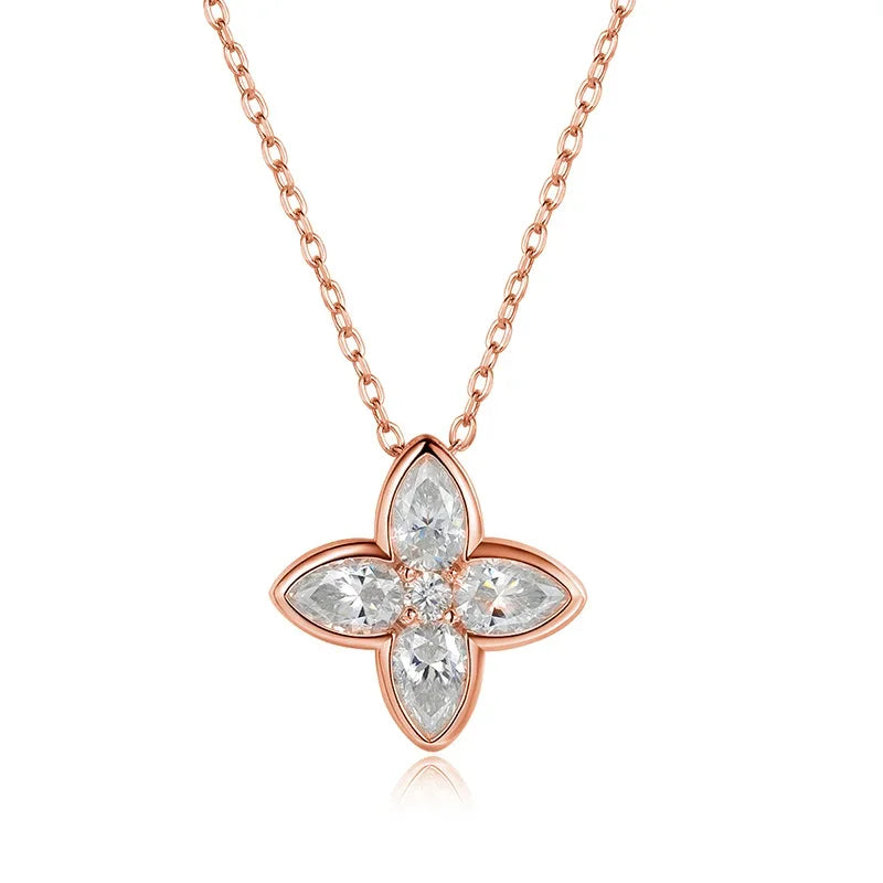 QIBAOKU Pear Cut 4*6mm Moissanite Necklace Pendant for Women Classic 5 Gems Jewelry S925 Sterling Silver Plated 18K Chain 2026
