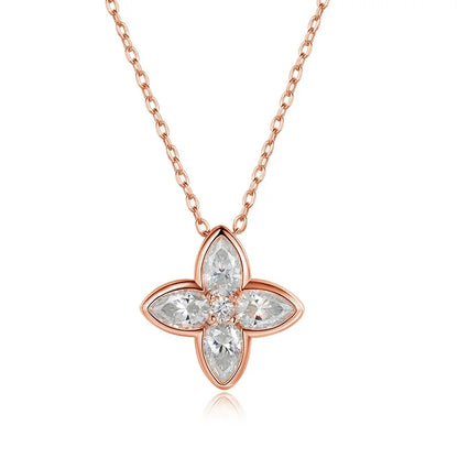 QIBAOKU Pear Cut 4*6mm Moissanite Necklace Pendant for Women Classic 5 Gems Jewelry S925 Sterling Silver Plated 18K Chain 2026