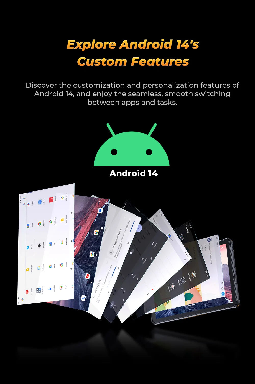 OUKITEL RT9 Rugged Tablet - 10.1" HD Display, 24(6+18)GB+256GB, IP68 IP69K Waterproof, 11000mAh Battery Android 14 Tablet PC