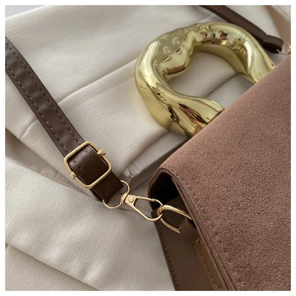 French Style Light Luxury Large Capacity, New Minimalist Design Casual Metal Hand-held Shoulder Crossbody Bags for Women