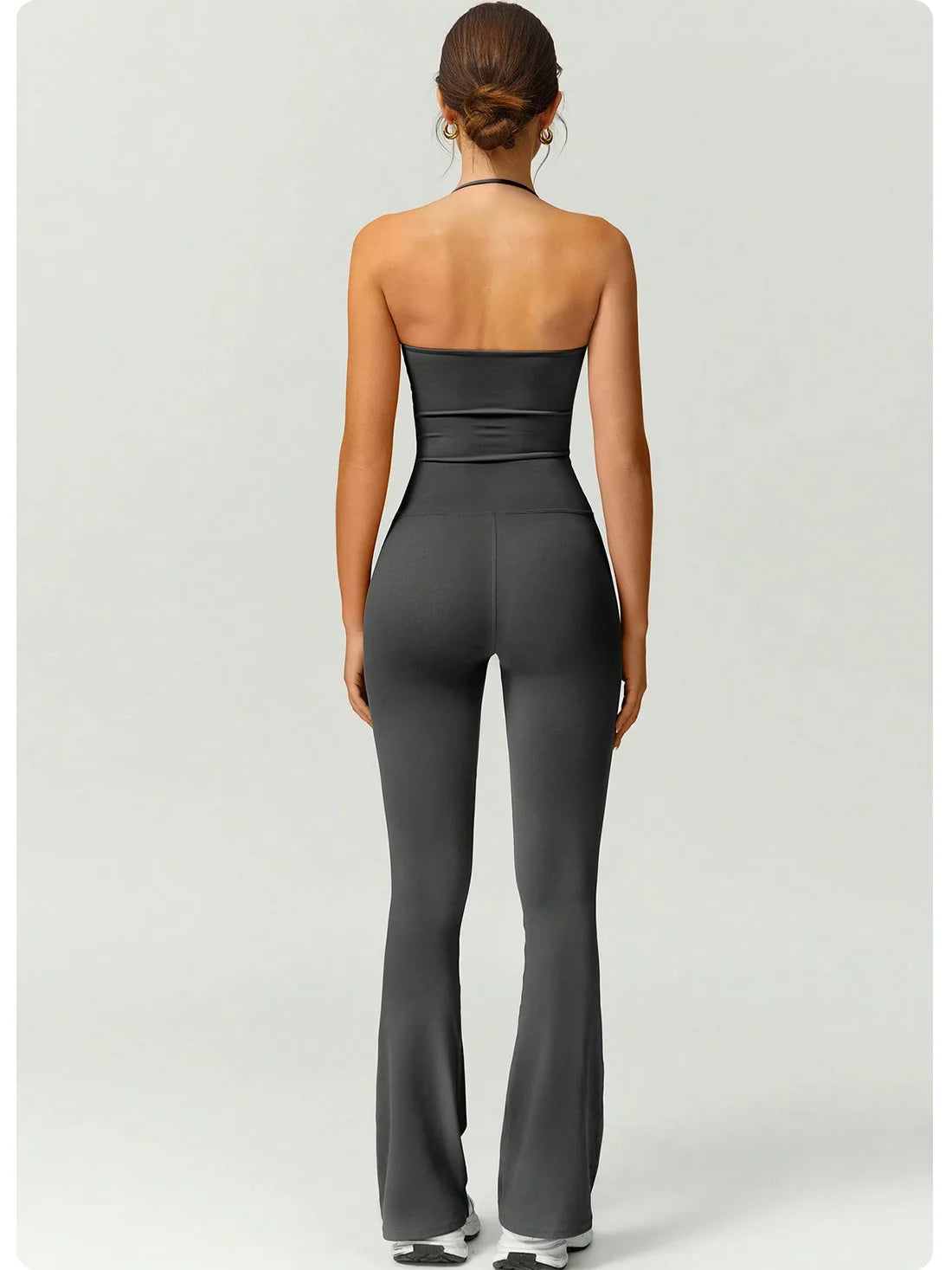 Female Sexy Backless Gym Jumpsuits Set Woman Training Yoga Flared Sportswear Woman Sports Clothes Fitness Elastic Training Suits