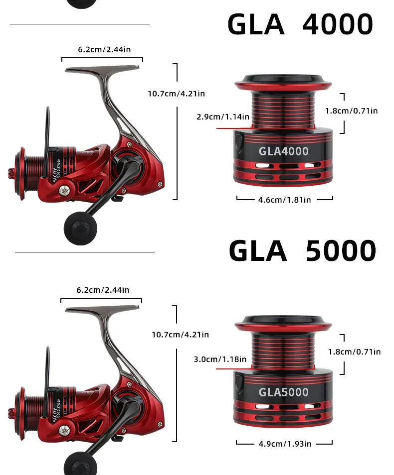 BILLINGS Metal Fishing Reel Spinning 5.2:1 Freshwater Saltwater Spinning Reel Max Drag 12KG 1000-7000 Series Fishing Reel