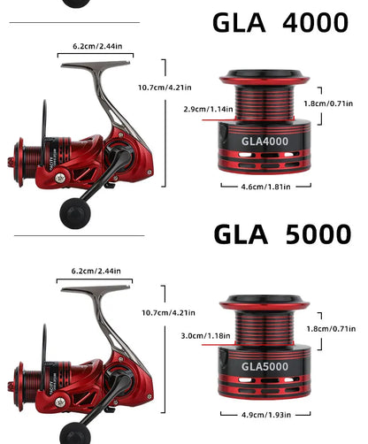 BILLINGS Metal Fishing Reel Spinning 5.2:1 Freshwater Saltwater Spinning Reel Max Drag 12KG 1000-7000 Series Fishing Reel