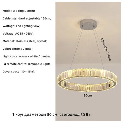 Modern Luxury Led Dimmable Pendant Lights Lustre Living Room Chandelier Lamp Fixtures Foyer Shiny Steel  Luminarias Light
