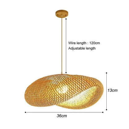 Newest Bamboo Pendant Lamp Ceiling Lights Rattan Wicker Lustre Hand Knit Braiding Suspended Home Dining Braided Indoor Decor Hot