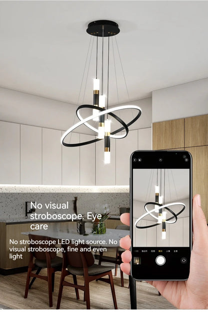 Modern Round LED Chandeliers for Living Room Dining Room Kitchen Island Luster Pendant Lights Fixture Home Decor Indoor Lighting