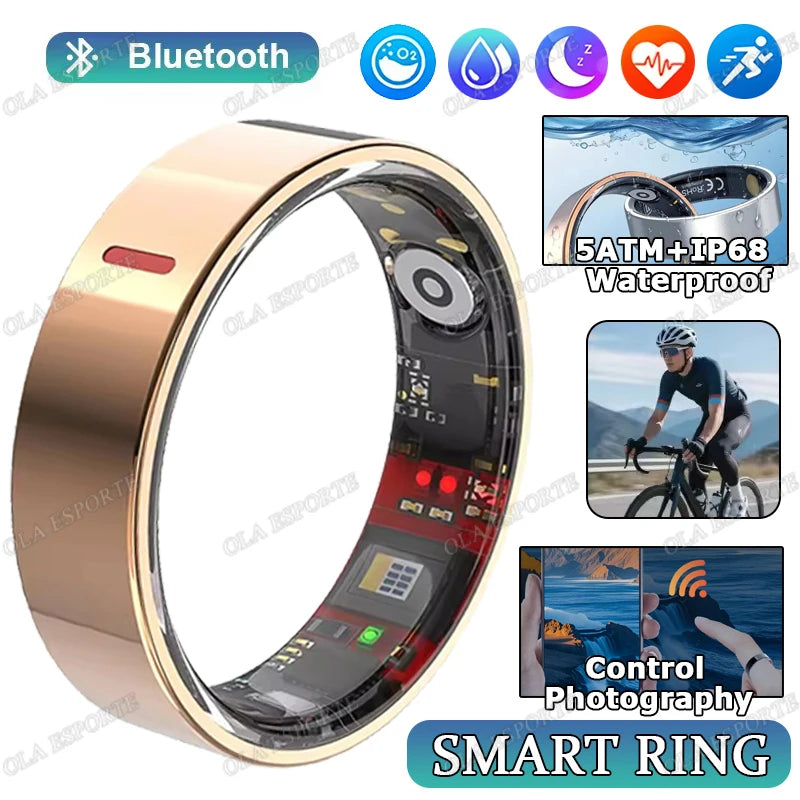 2026 Outdoor Sports Smart Ring 5ATM+IP68 Waterproof Rings Heart Rate Blood Pressure/Oxygen Sleep Health Monitoring Smartring Men
