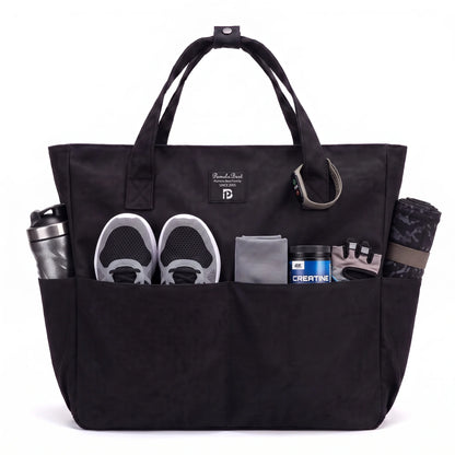 35L Large Gym Tote Bag for Women Soft Waterproof Polyester Yoga Handbag Multi Pocket Work Travel Beach Bag With Shoe Compartment