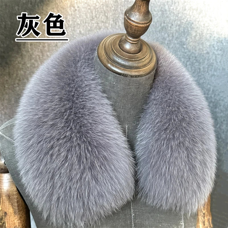 Natural Fox Fur Collar Removable Real Fur Square Collar for Coat Fashion Accessory for Women down Jacket Large Scarf Scarves