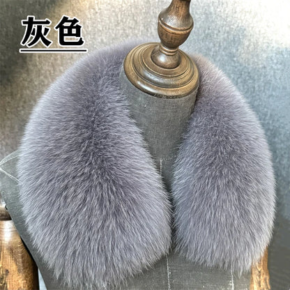 Natural Fox Fur Collar Removable Real Fur Square Collar for Coat Fashion Accessory for Women down Jacket Large Scarf Scarves