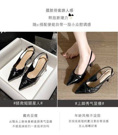 Luxury Designer Women's Shoes Exquisite Pointed Tip High Heeled Sandals for Woman Elegant French Casual Shoes Sandalias De Mujer