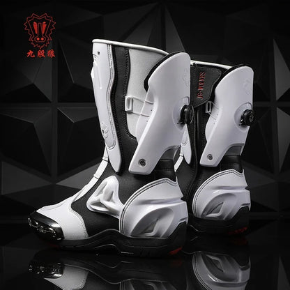 JG-Wolf Leather Motocross Boots Men Anti-slip Off Road Motorcycle Boots Adventure Touring MX MTB Dirt Bike Boots