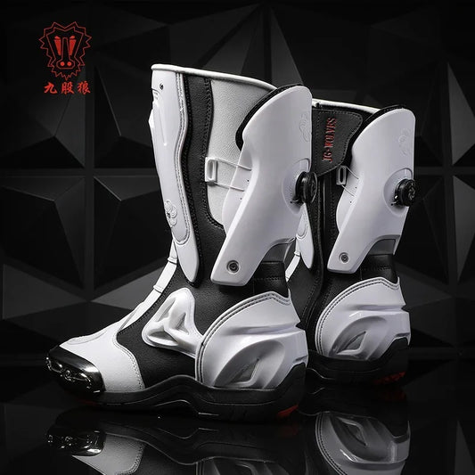 JG-Wolf Leather Motocross Boots Men Anti-slip Off Road Motorcycle Boots Adventure Touring MX MTB Dirt Bike Boots
