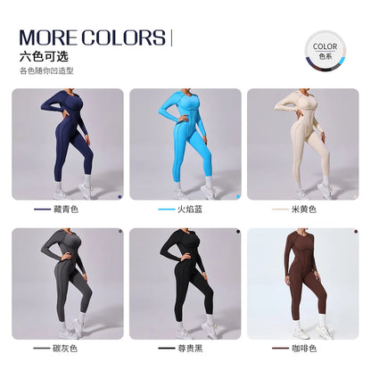 Women's Sports Jumpsuit Kit Yoga Fitness Bodysuit Hip-lifting Open Back Tight High Elasticity Outdoors Gym Workout Sexy Clothes