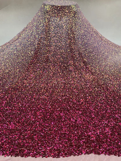 Gradient Sequins Embroidered Stretch Tulle Fabric for DIY Sewing Evening Dress Garment Accessories Clothing Fashion Cloth