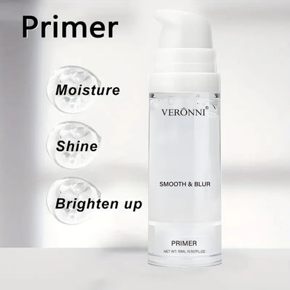 3-Piece Beginner Face Makeup Kit-Matte Waterproof Foundation,Hydrating Primer,Oil-Control Loose Powder,Full Coverage Concealer