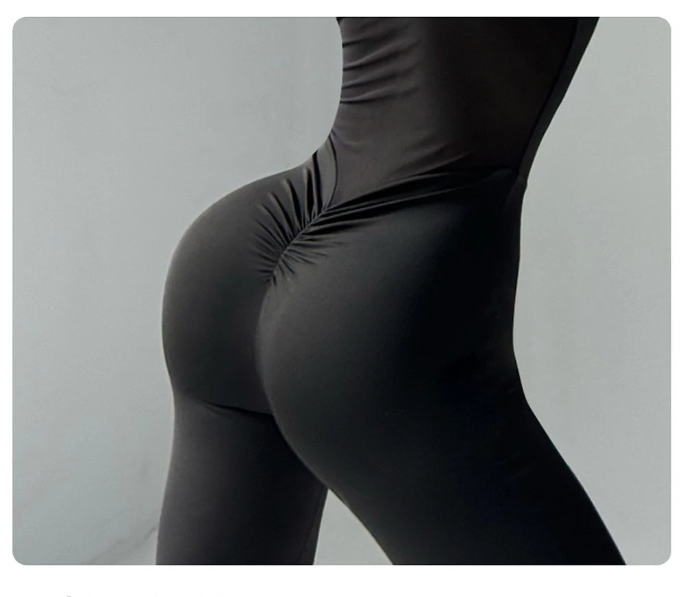 Back-Hollowed-Out Mesh One-Piece Yoga Dress Feminine Hip-Lifting Exercise One-Piece Long Pants Fitness Fashion clothing