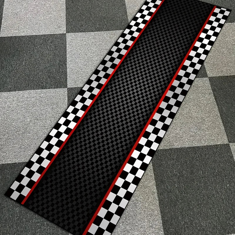 VIKAMA Racing Track Rug Low-Maintenance, Non-Slip Entrance Hall Doormat Motorcycle Parking Rug Home Interior Decoration