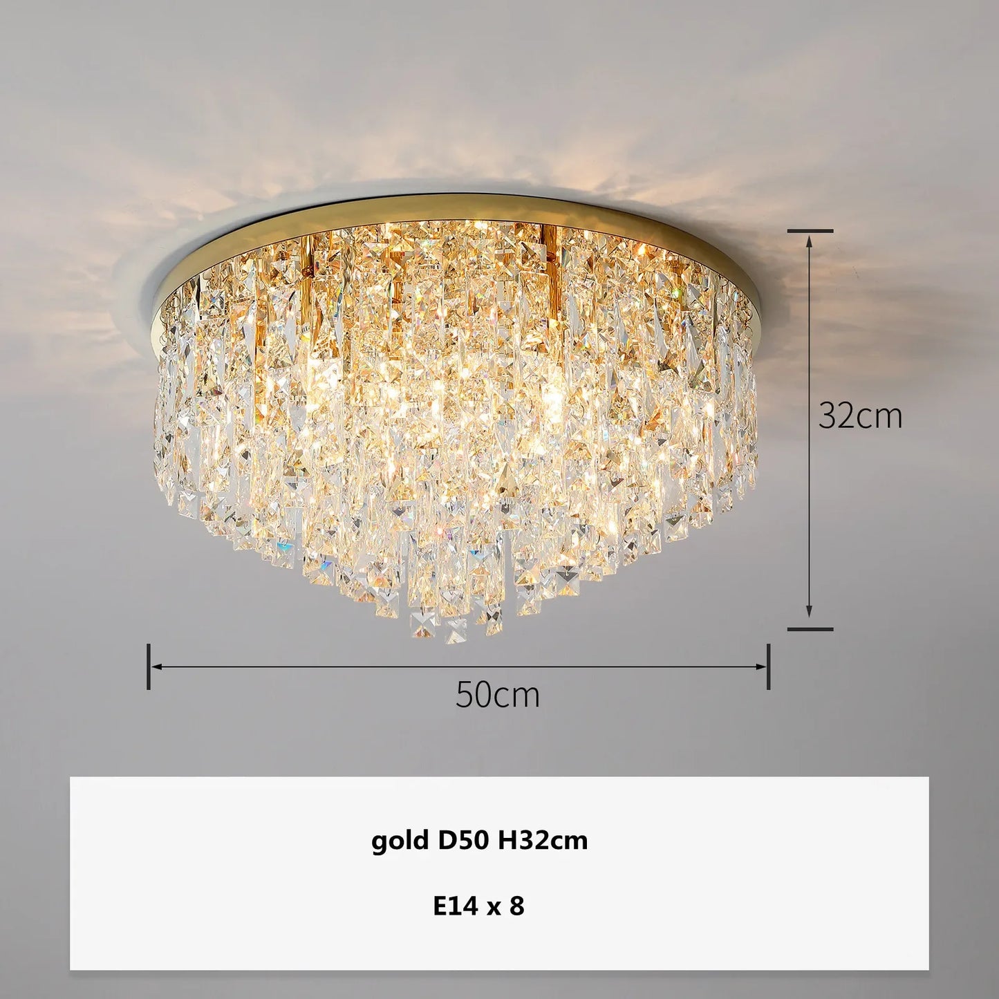 Modern Luxurious Crystal Ceiling Lamp Gold & Silver Color for Living Room Dining Room Bedroom - Elegant Lighting Fixture