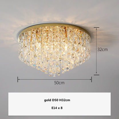 Modern Luxurious Crystal Ceiling Lamp Gold & Silver Color for Living Room Dining Room Bedroom - Elegant Lighting Fixture
